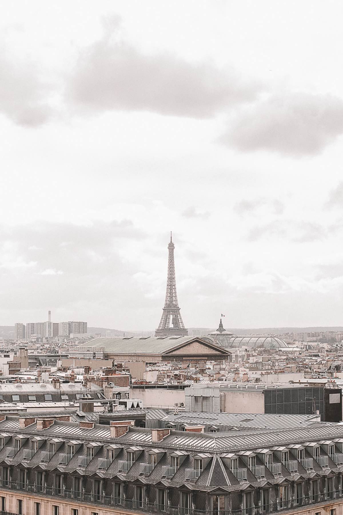 Paris'te Eyfel Kulesi ve şehir silüeti